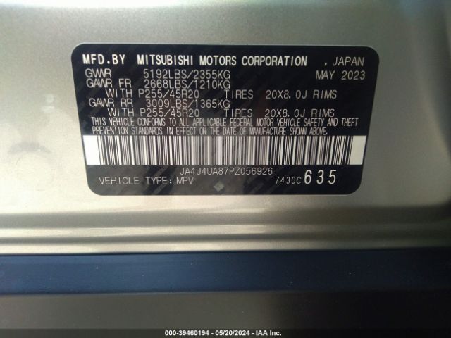 JA4J4UA87PZ056926 Mitsubishi Outlander Se 2.5 S-awc