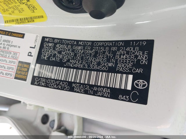 Toyota COROLLA SE 2020 JTND4RBE3L3084560 Image 9