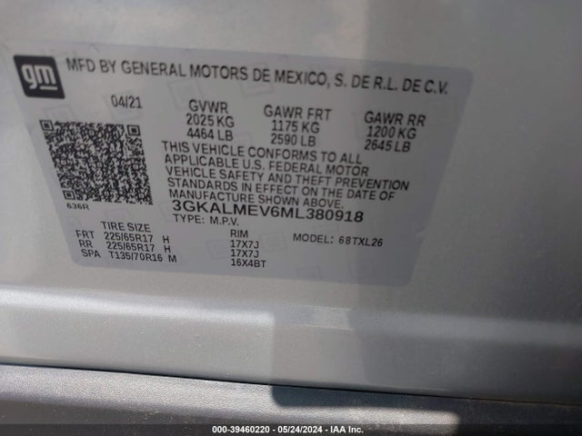 3GKALMEV6ML380918 GMC Terrain Fwd Sle