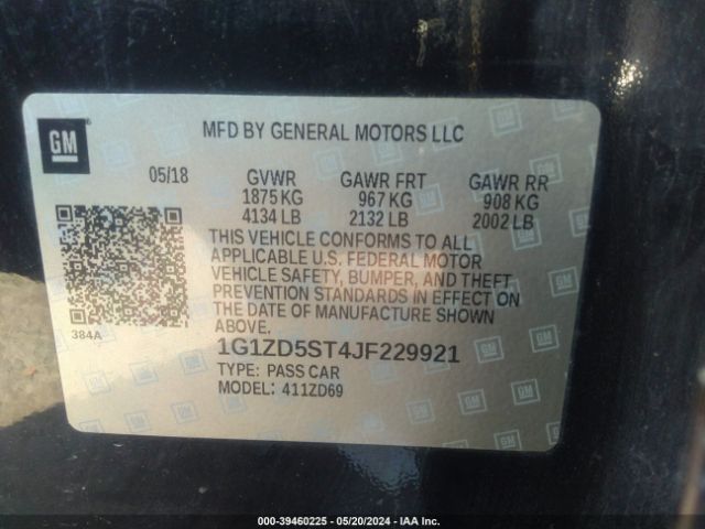 1G1ZD5ST4JF229921 Chevrolet MALIBU LT