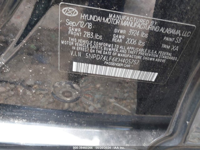 Hyundai ELANTRA SE 2019 5NPD74LF6KH405757 Image 9
