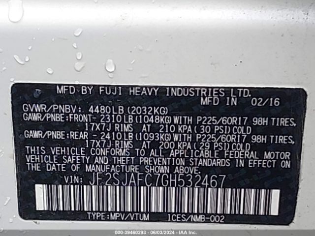 JF2SJAFC7GH532467 Subaru Forester 2.5i Premium