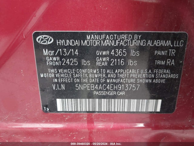 Hyundai SONATA GLS 2014 5NPEB4AC4EH913757 Image 9