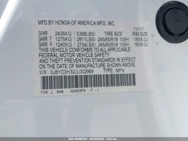 Acura MDX 2018 5J8YD3H32JL002969 Image 9