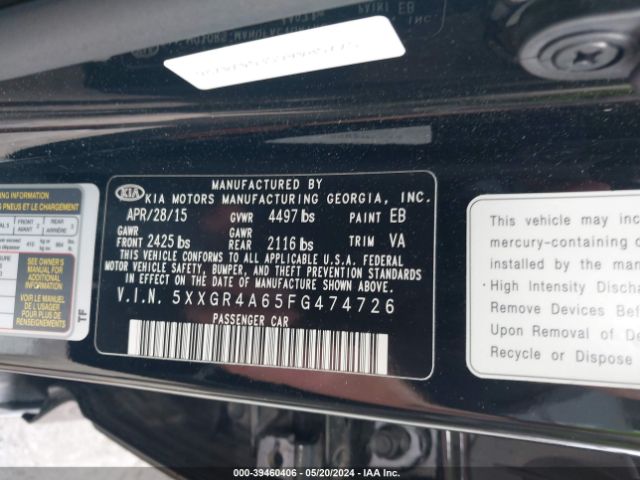 5XXGR4A65FG474726 KIA Optima Sx Turbo