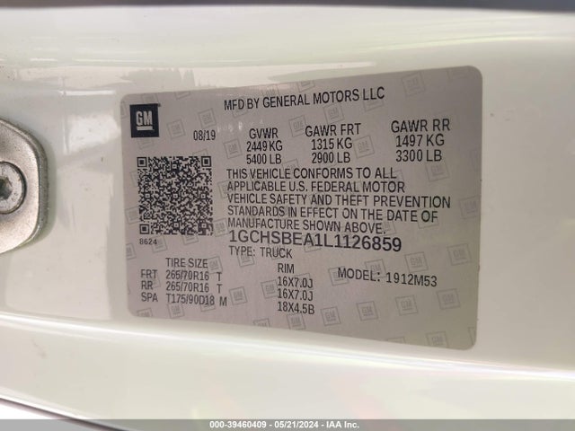 Chevrolet Colorado 2wd  Long Box Wt 2020 1GCHSBEA1L1126859 Image 9