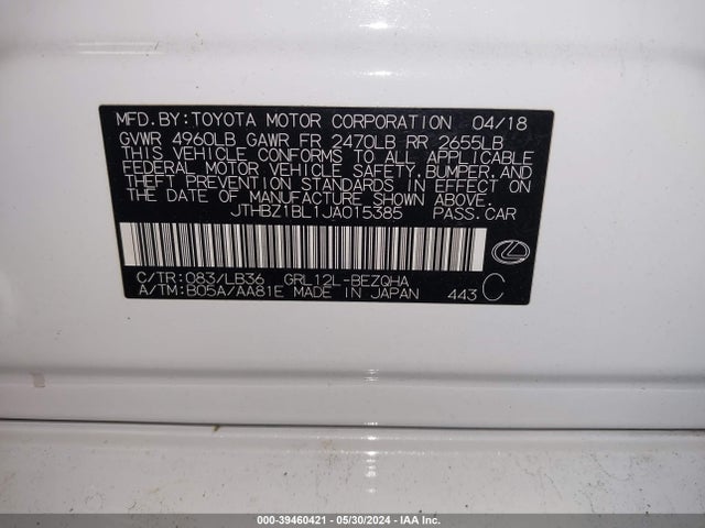 JTHBZ1BL1JA015385 Lexus Gs 350 F Sport