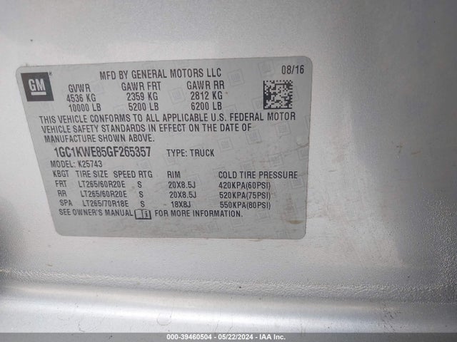 Chevrolet Silverado 2500hd Ltz 2016 1GC1KWE85GF265357 Image 9