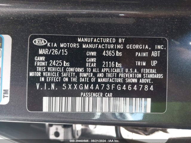 KIA Optima Lx 2015 5XXGM4A73FG464784 Image 9
