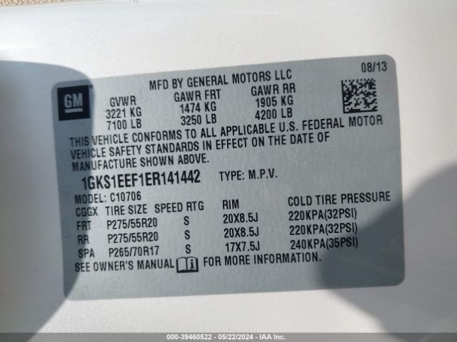 1GKS1EEF1ER141442 GMC YUKON DENALI