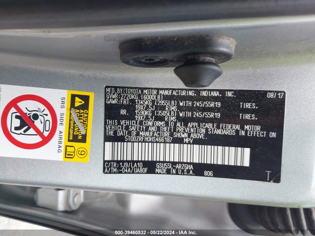 Toyota Highlander Limited Platinum 2017 5TDDZRFH0HS466187 Image 9