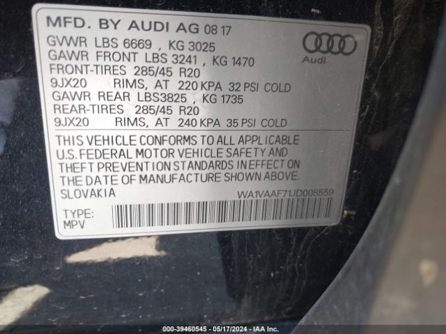 WA1VAAF71JD008559 Audi Q7 3.0t Premium