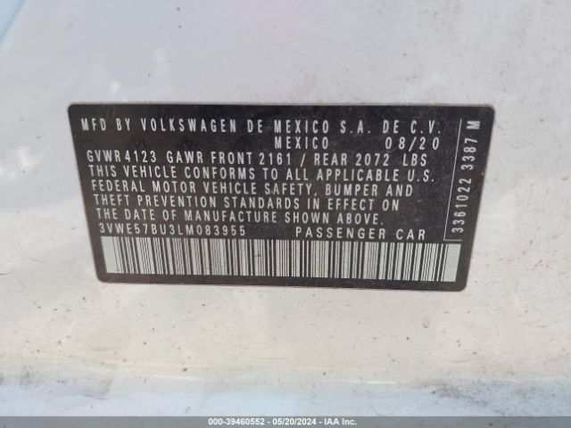 3VWE57BU3LM083955 Volkswagen Jetta 1.4t Sel