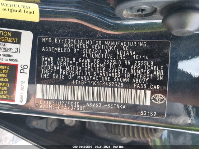 Toyota CAMRY LE 2015 4T4BF1FK1FR452628 Image 9