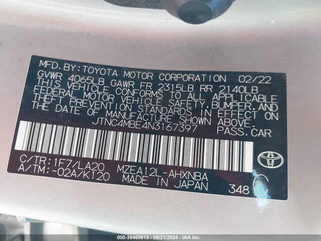 Toyota Corolla Xse 2022 JTNC4MBE4N3167397 Image 9