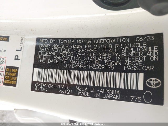 Toyota COROLLA SE 2023 JTND4MBE1P3209175 Image 9