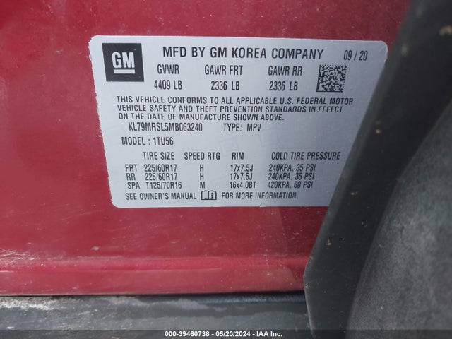 Chevrolet Trailblazer Awd Lt 2021 KL79MRSL5MB063240 Image 9