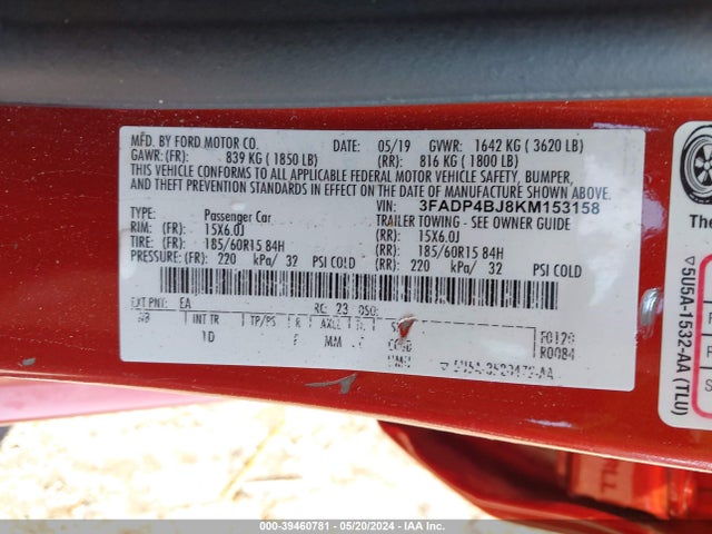 Ford FIESTA SE 2019 3FADP4BJ8KM153158 Image 9