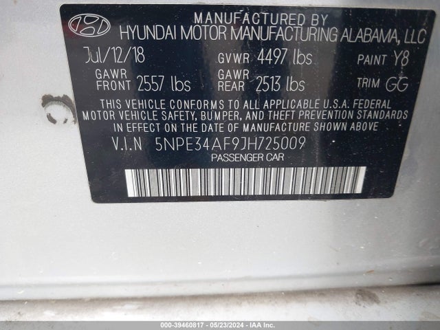 Hyundai Sonata Sel+ 2018 5NPE34AF9JH725009 Image 9