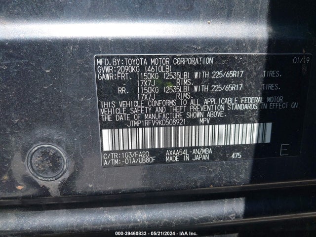 Toyota Rav4 Xle 2019 JTMP1RFV9KD508921 Image 9