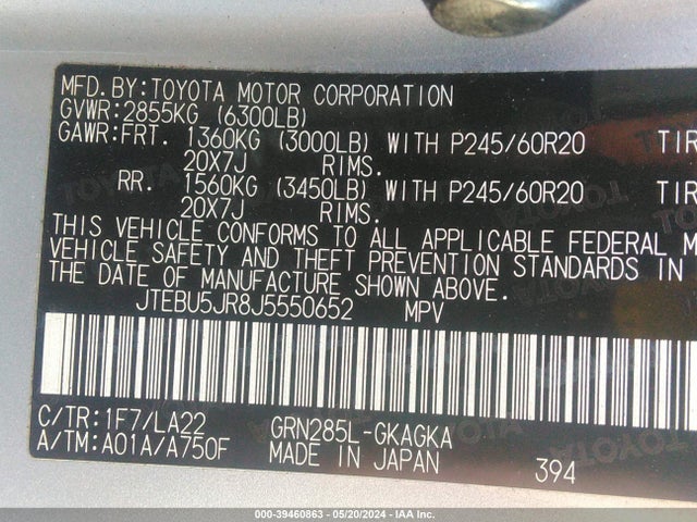 Toyota 4runner Limited 2018 JTEBU5JR8J5550652 Image 9