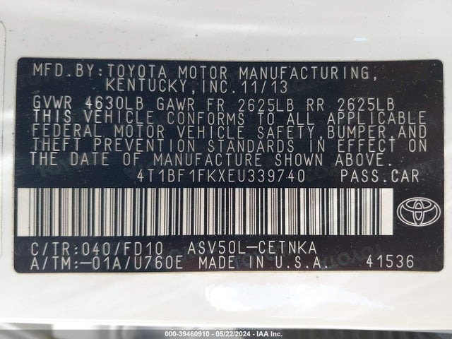 Toyota CAMRY LE 2014 4T1BF1FKXEU339740 Image 9