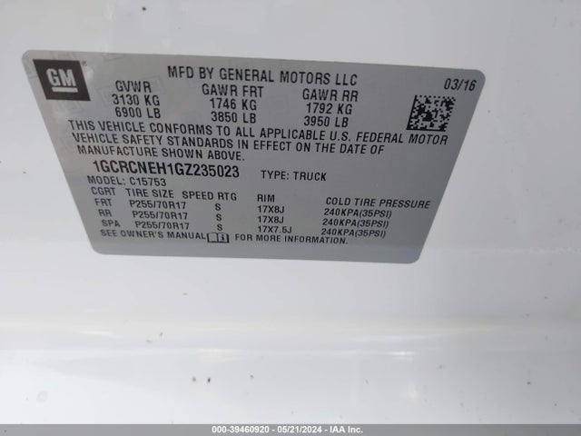 Chevrolet Silverado 1500 Wt 2016 1GCRCNEH1GZ235023 Image 9