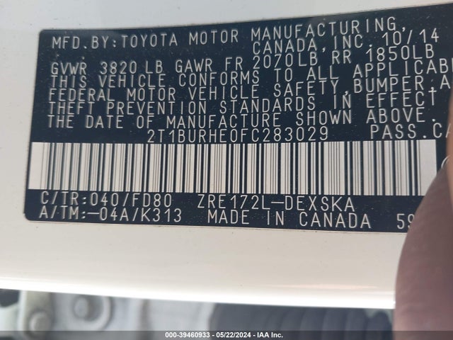Toyota Corolla S Plus 2015 2T1BURHE0FC283029 Image 9