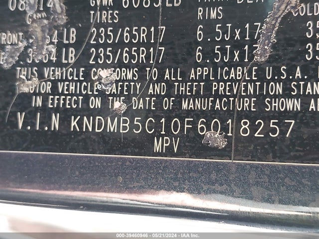 KIA SEDONA LX 2015 KNDMB5C10F6018257 Image 9
