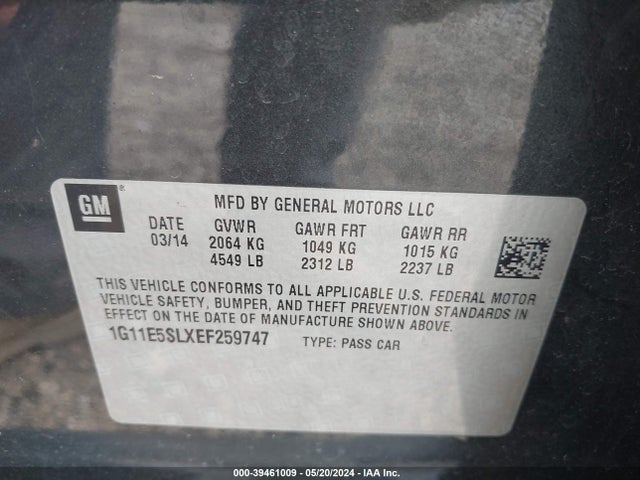 Chevrolet MALIBU 2LT 2014 1G11E5SLXEF259747 Image 9