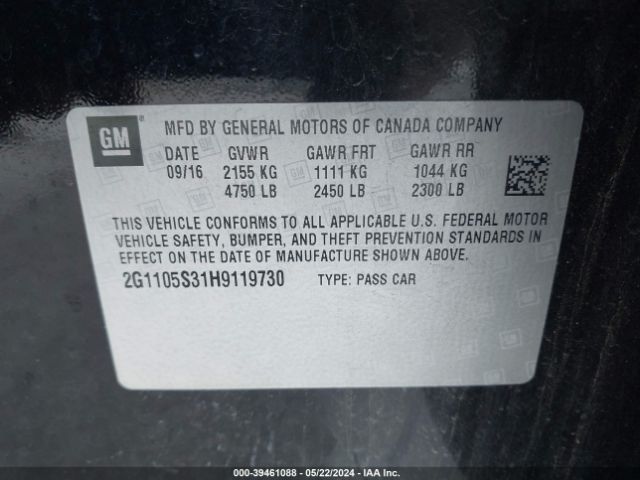 2G1105S31H9119730 Chevrolet IMPALA 1LT