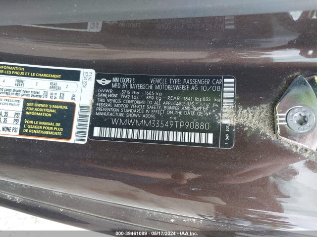 2009 MINI COOPER S CLUBMAN WMWMM33549TP90880 Photo 8