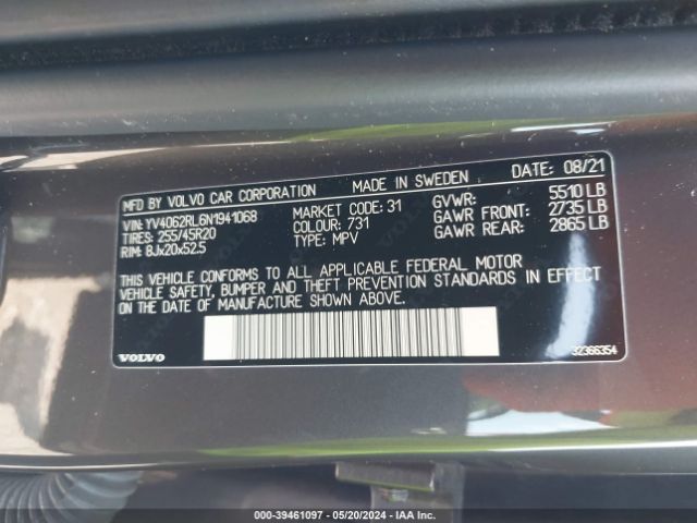 YV4062RL6N1941068 Volvo Xc60 B6 Inscription