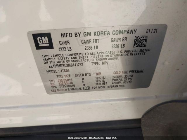 KL4MMDSL3MB141282 Buick Encore Gx Fwd Select