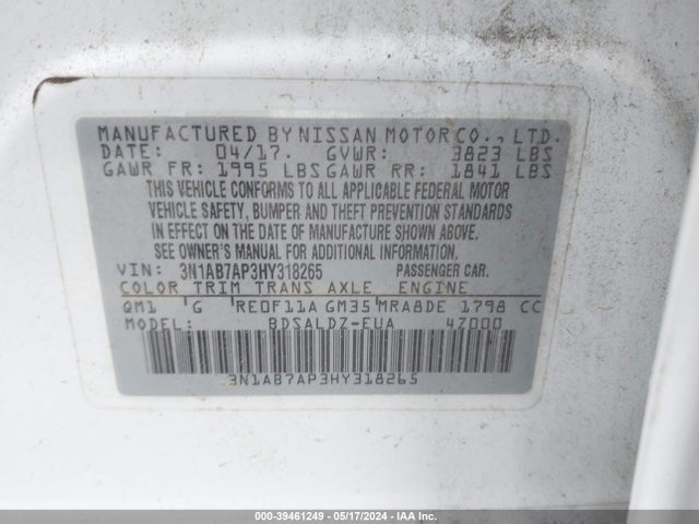 Nissan SENTRA SV 2017 3N1AB7AP3HY318265 Image 9