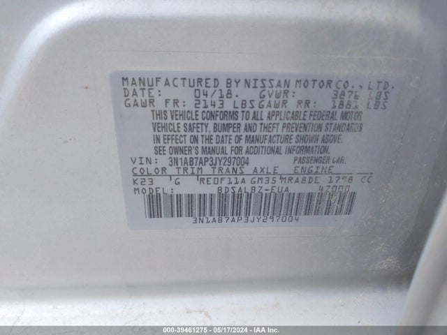 Nissan SENTRA S 2018 3N1AB7AP3JY297004 Image 9