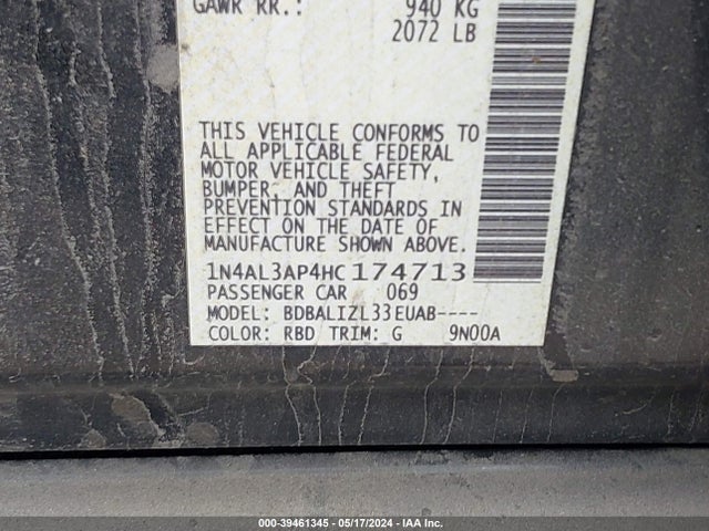 Nissan Altima 2.5 Sv 2017 1N4AL3AP4HC174713 Image 9