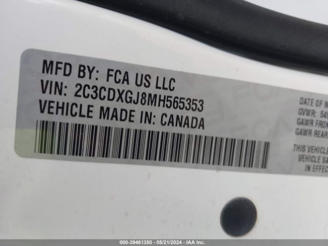2C3CDXGJ8MH565353 Dodge Charger Scat Pack Rwd