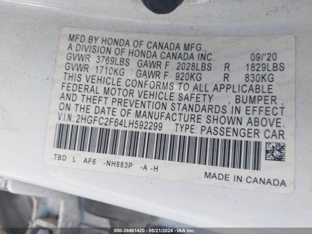 2HGFC2F64LH592299 Honda Civic Lx