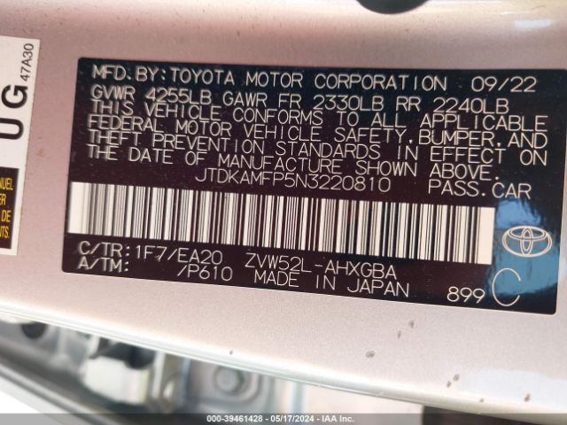 JTDKAMFP5N3220810 Toyota Prius Prime Xle