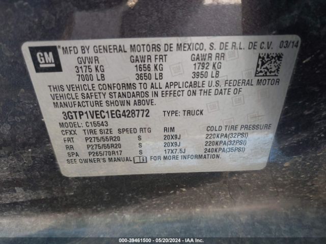 3GTP1VEC1EG428772 GMC Sierra 1500 Slt