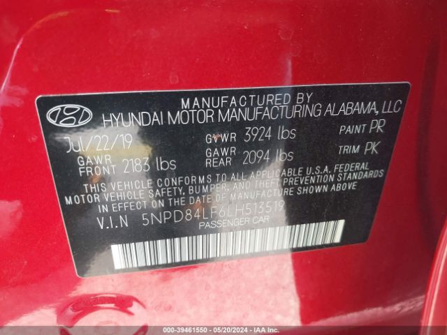 5NPD84LF6LH513519 Hyundai ELANTRA SEL