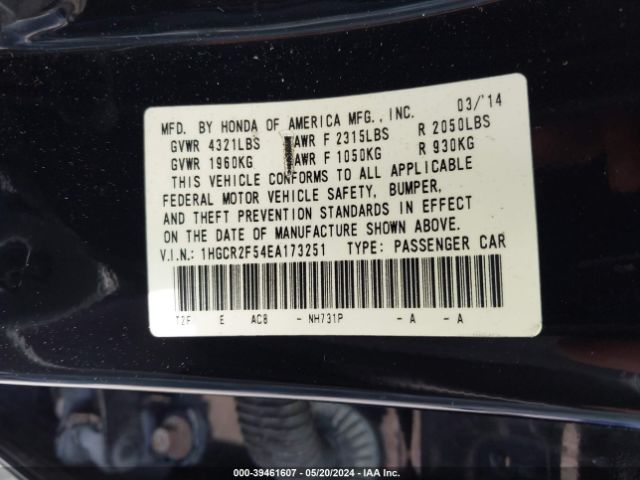 1HGCR2F54EA173251 Honda Accord Sport