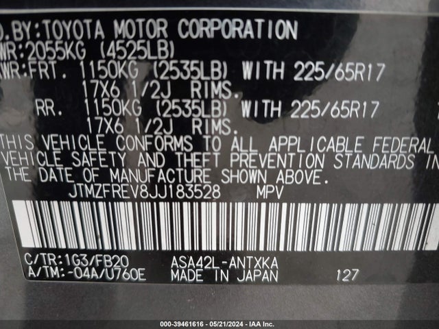 Toyota RAV4 LE 2018 JTMZFREV8JJ183528 Image 9