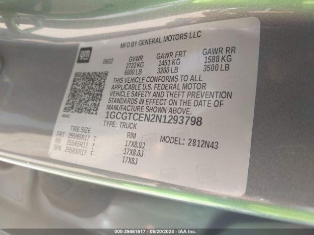 1GCGTCEN2N1293798 Chevrolet Colorado 4wd  Short Box Lt