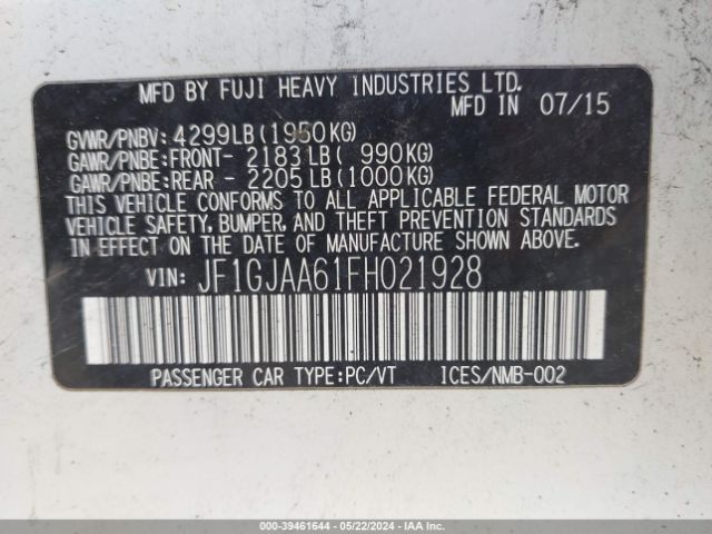 JF1GJAA61FH021928 Subaru Impreza 2.0i