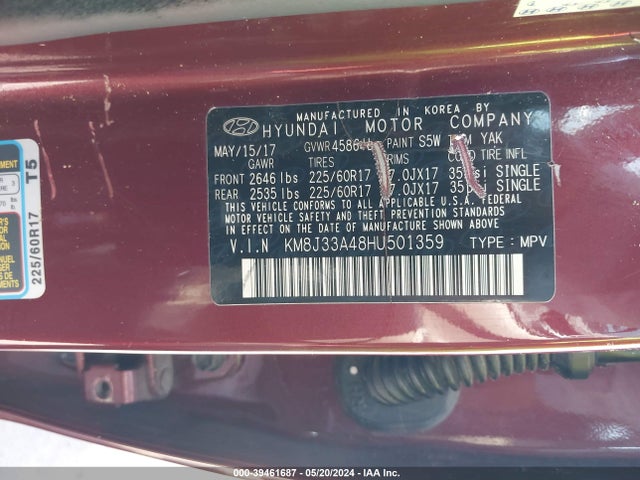 Hyundai TUCSON SE 2017 KM8J33A48HU501359 Image 9