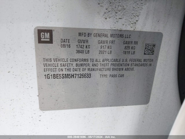 Chevrolet Cruze Lt Auto 2017 1G1BE5SM5H7126633 Image 9