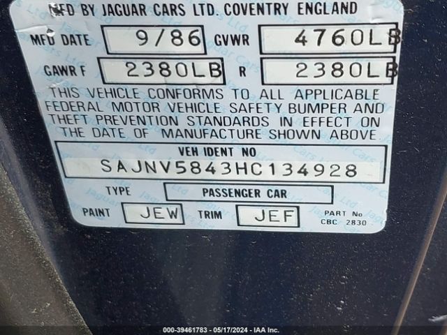 1987 JAGUAR XJS SAJNV5843HC134928 Photo 8