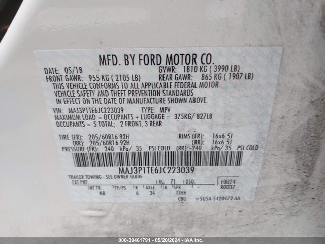 Ford Ecosport Se 2018 MAJ3P1TE6JC223039 Image 9